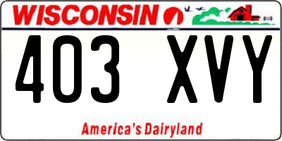 WI license plate 403XVY