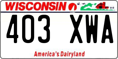 WI license plate 403XWA