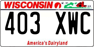 WI license plate 403XWC