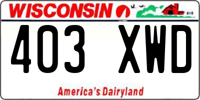 WI license plate 403XWD