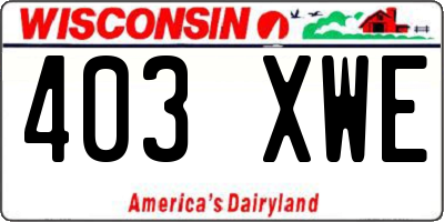 WI license plate 403XWE