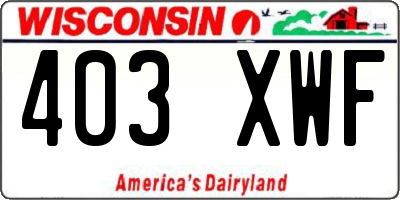 WI license plate 403XWF