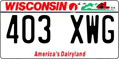 WI license plate 403XWG