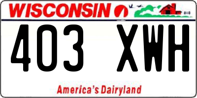 WI license plate 403XWH