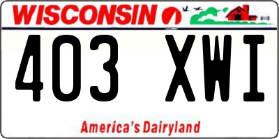 WI license plate 403XWI