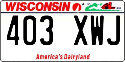 WI license plate 403XWJ