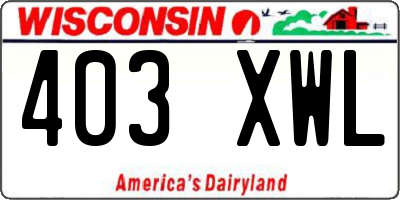 WI license plate 403XWL