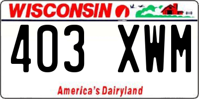 WI license plate 403XWM