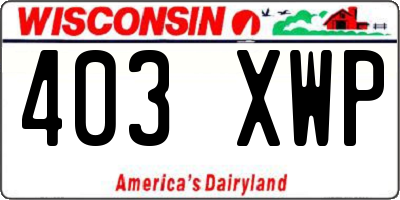 WI license plate 403XWP