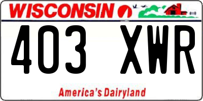 WI license plate 403XWR