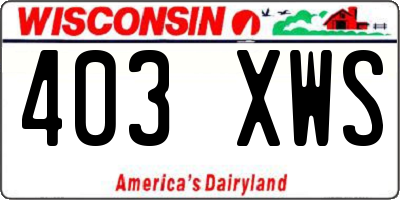 WI license plate 403XWS