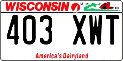 WI license plate 403XWT