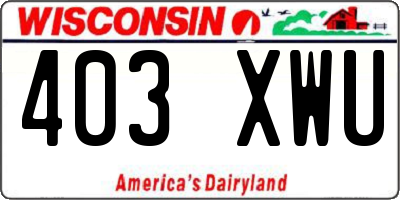 WI license plate 403XWU