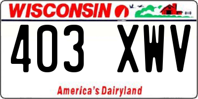 WI license plate 403XWV