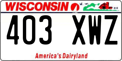 WI license plate 403XWZ