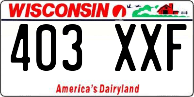 WI license plate 403XXF