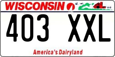 WI license plate 403XXL