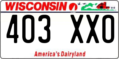 WI license plate 403XXO