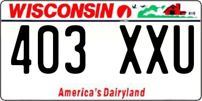WI license plate 403XXU