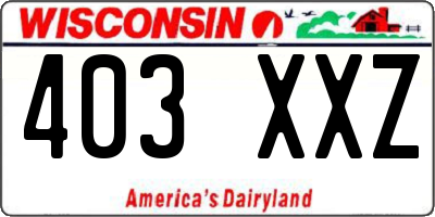 WI license plate 403XXZ