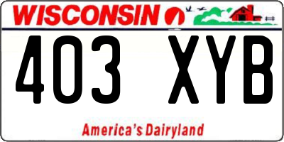 WI license plate 403XYB