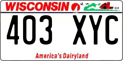 WI license plate 403XYC