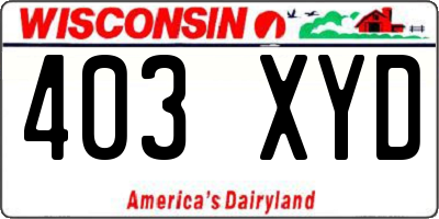 WI license plate 403XYD