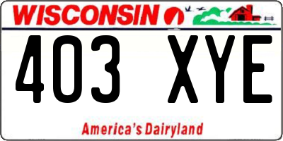 WI license plate 403XYE