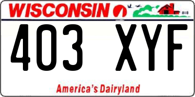 WI license plate 403XYF
