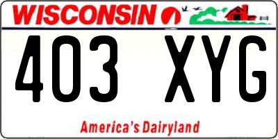 WI license plate 403XYG