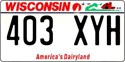 WI license plate 403XYH