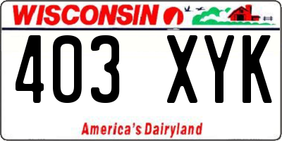 WI license plate 403XYK