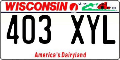 WI license plate 403XYL