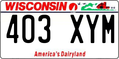 WI license plate 403XYM