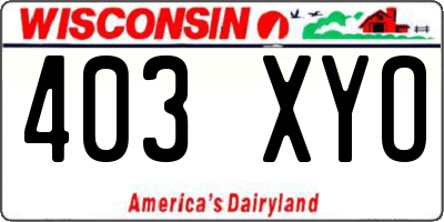 WI license plate 403XYO