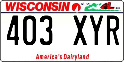 WI license plate 403XYR