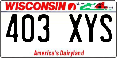 WI license plate 403XYS