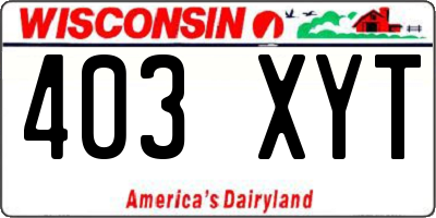 WI license plate 403XYT