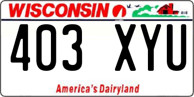 WI license plate 403XYU
