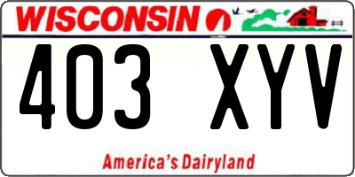 WI license plate 403XYV