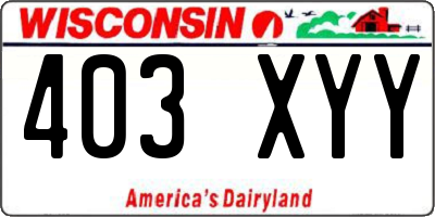 WI license plate 403XYY
