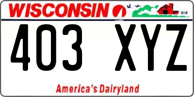 WI license plate 403XYZ