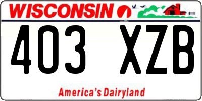 WI license plate 403XZB