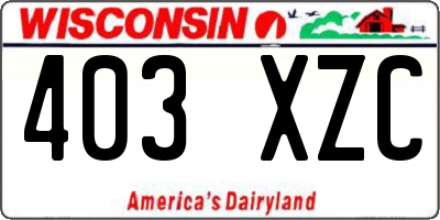 WI license plate 403XZC