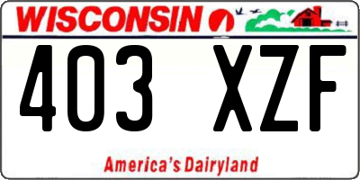 WI license plate 403XZF