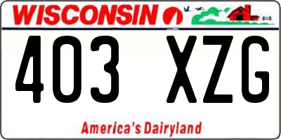 WI license plate 403XZG