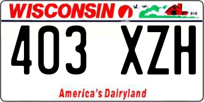 WI license plate 403XZH
