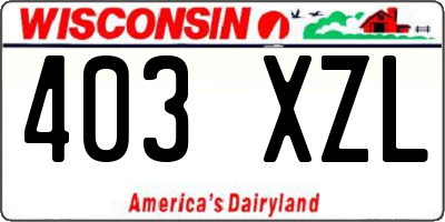WI license plate 403XZL