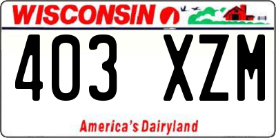WI license plate 403XZM