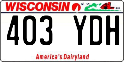 WI license plate 403YDH